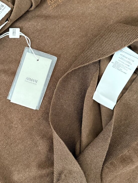 New Armani Collezioni V neck Brown Sweater XXL size